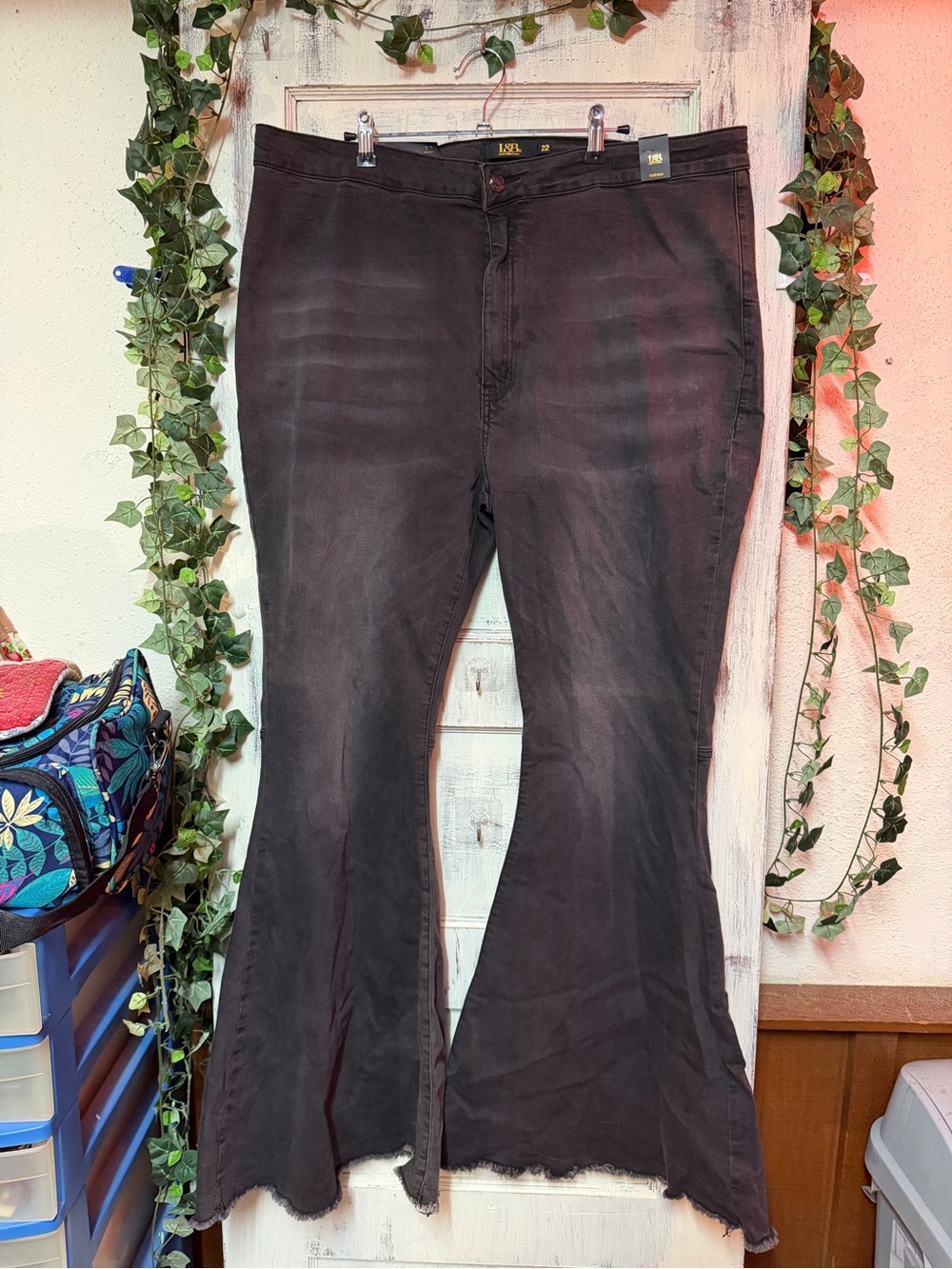 Lucky&Blessed Black Washed Flared Jeans with Raw Hem